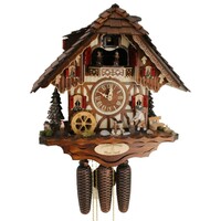 Chalet 8 Day Wood Chopper With Water Wheel 42cm Cuckoo Clock HETTICH