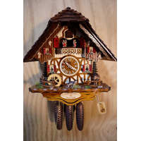 Chalet 8 Day Horse And Dog With Water Wheel 42cm Cuckoo Clock HETTICH
