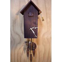 Modern Battery Walnut With Bird Feeder And Swinging Cat On Pendulum 29cm Cuckoo Clock By HETTICH