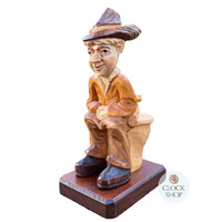 Hand Carved Boy On The Dunny 20cm Smoker