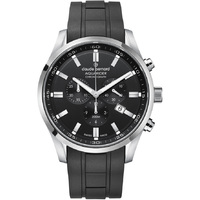 Aquarider Collection Silver Case Black Dial Black Silicone Strap By CLAUDE BERNARD