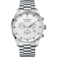 Aquarider Collection Silver Case White Dial Silver Metal Strap By CLAUDE BERNARD