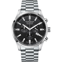Aquarider Collection Silver Case Black Dial Silver Metal Strap By CLAUDE BERNARD