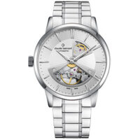 Classic Automatic Open Heart Collection Silver Case Silver Dial Silver Links Strap By CLAUDE BERNARD