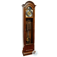 195cm Walnut Grandfather Clock With Westminster Chime & Brass Accents By HERMLE image