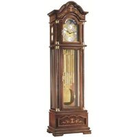 WALNUT TRIPLE CHIME GRANDFATHER CLOCK WITH WOOD INLAY BY HERMLE