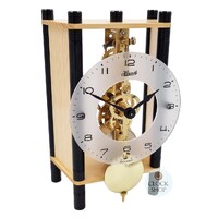 19cm Mechanical Skeleton Table Clock With Black Pillars By HERMLE image