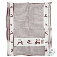 Mauve Reindeer & Edelweiss Tea Towel By Schatz (60 X 50cm) image