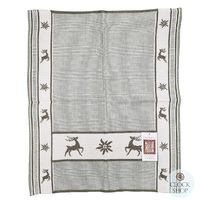 Green Reindeer & Edelweiss Tea Towel By Schatz (60 x 50cm) image