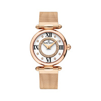 DRESS CODE COLLECTION ROAE GOLD CASE WHITE DIAL ROSE GOLD MESH STRAP BY CLAUDE BERNARD