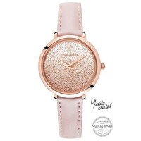 Rose Gold La Petite Cristal Watch - Pink Gradient Swarovski Dial Pink Leather Band By PIERRE LANNIER