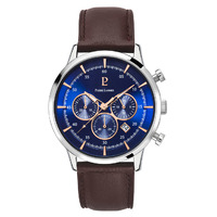 CAPITAL CHRONOGRAPH - SILVER BLUE DIAL BROWN LEATHER BAND BY PIERRE LANNIER