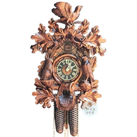 Carved 8 Day Leaf With Rabbit & Eagle On Side Of Dial Full Bird On Top 42cm Cuckoo Clock By HÖNES