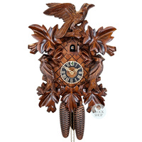 5 Leaf & Bird 8 Day Mechanical Carved Cuckoo Clock With Side Birds 40cm By HÖNES image