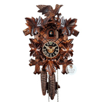 5 Leaf & Bird 1 Day Mechanical Carved Cuckoo Clock 20cm By HÖNES image