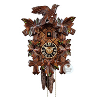Carved 1 Day 5 Leaf With Hand Painted Flowers 30cm Cuckoo Clock By HÖNES