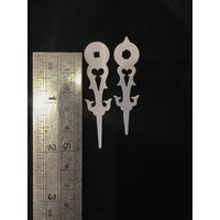 WHITE CUCKOO CLOCK PLASTIC HANDS ANTIQUE STYLE SQUARE HOLE 50MM / 43MM
