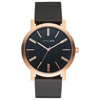 ROSE GOLD BLACK DIAL BLACK LEATHER BAND BY UNCLE JACK