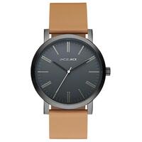 BLACK DIAL TAN LEATHER BAND BY UNCLE JACK
