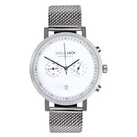 SILVER CHRONO WHITE DIAL SILVER MESH BAND BY UNCLE JACK