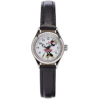 25mm Disney Petite Minnie Mouse Womens Watch With Black Leather Band image