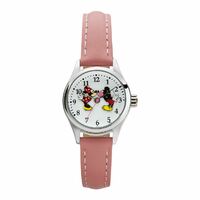 25mm Disney Petite Mickey & Minnie In Love Womens Watch With Pink Leather Band image