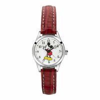 DISNEY Petite Mickey Mouse Watch With Red Croco Leather Band  image