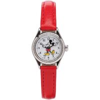 25mm Disney Petite Mickey Mouse Womens Watch With Red Leather Band image
