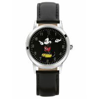 DISNEY Bold Mickey Mouse Watch With Black Leather Band  image