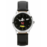 35mm Disney Bold Mickey Mouse Unisex Watch With Black Leather Band & Dial image