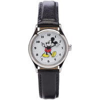 25mm Disney Petite Mickey Mouse Womens Watch With Black Leather Band image