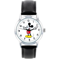 DISNEY Bold Mickey Mouse Watch With Black Leather Strap image