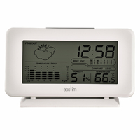 8cm Vega White LCD Digital Alarm Clock With Weather Station By ACCTIM image