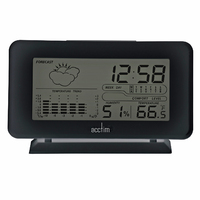 8cm Vega Black LCD Digital Alarm Clock With Weather Station By ACCTIM image
