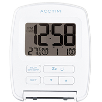 Erebus - White Nightglow Lcd Travel Alarm Clock By ACCTIM