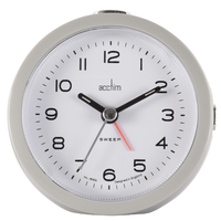 8.6cm Neve Fox Silver Silent Analogue Alarm Clock By ACCTIM image