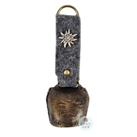 13.5cm Antique Look Cowbell With Grey Felt Strap image