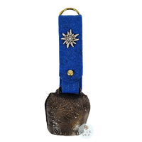 13.5cm Antique Look Cowbell With Blue Felt Strap image