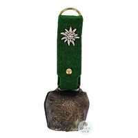 13.5cm Antique Look Cowbell With Green Felt Strap image