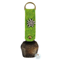 12cm Antique Look Cowbell With Green Felt Strap image