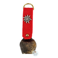 12cm Antique Look Cowbell With Red Felt Strap image