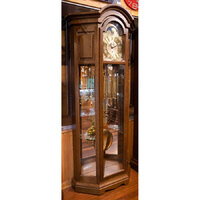 Solid Oak Triple Chime Grandfather Clock With Shelves By AMS