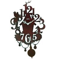 Walnut Animal Theme Wall Clock With Pendulum By AMS