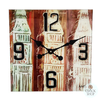 40cm Clock Tower Square Glass Wall Clock By AMS image