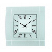 30cm Square Frosted & Curved Glass Wall Clock By AMS