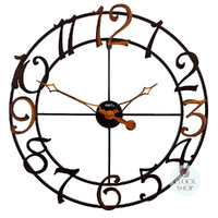 60cm Copper Look Round Wall Clock With Large Numbers By AMS  image