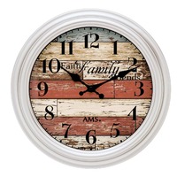 Silver With Fence Panel Dial Round Wall Clock 28cm By AMS