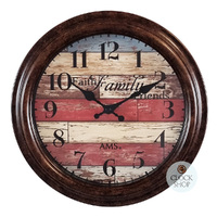 28cm Brown & Multi Coloured Round Wall Clock By AMS image