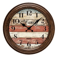 28cm Brown & Multi Coloured Round Wall Clock By AMS image
