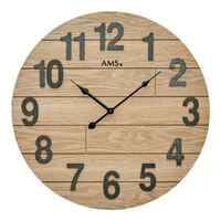 50cm Oak Look Round Wall Clock By AMS image